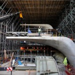 Tom Daley visits London Aquatics Centre under construction, Dec 2010
