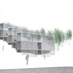 Elevation rendering of FRP House designed by Atelier FCJZ, Bejing