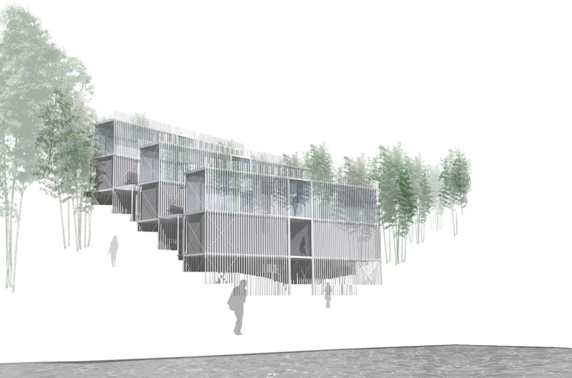Elevation rendering of FRP House designed by Atelier FCJZ, Bejing